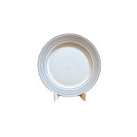 Prato Sobremesa Gold com Frizo Prata e Preto Diam.19cm
