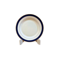 Prato Sobremesa Borda Azul e Filete Dourado Diam.20cm