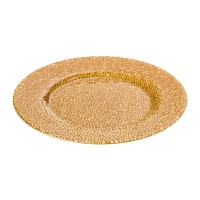 Sousplat Redondo Vidro Glamour Dourado Diam.33cm