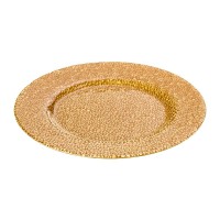 Sousplat Redondo Vidro Glamour Dourado Diam.33cm