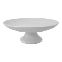 Prato para Bolo com Pé Porcelana Branco Diam.30 Alt.10cm