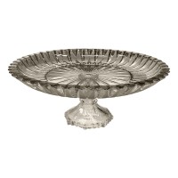 Prato Bolo Vidro com Pé Nobre Fume Diam.36 Alt.13cm