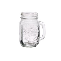 Caneca Vidro Mason Jar 400ml Alt.15cm 