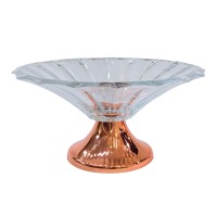 Centro de Mesa Cristal Doge com Pé Cobre Diam.33 Alt.18cm 1,6L