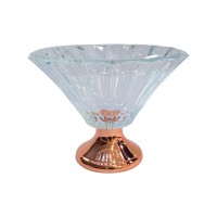 Centro de Mesa Cristal Doge com Pé Cobre Diam. 26 Alt. 20cm 1L