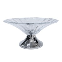 Centro de Mesa Cristal Doge com Pé Inox Diam.30 Alt.18cm 800ml