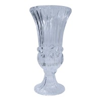 Vaso com Pé Cristal Canelado Grande Diam. 20 Alt.40cm 2,5L