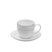 Xicara de Café Bone China Filete Prata Diam.6 Alt.5cm 90ml