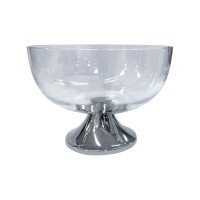 Centro de Mesa de Vidro com Pé de Aço Inox Rialto D.30 A.22cm