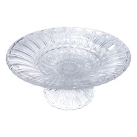 Centro de Mesa Raso Cristal Canelado c/ Pé Diam.30 Alt.16cm 2L