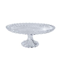 Prato De Bolo Cristal Geneva Com Pé