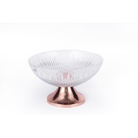 Centro de Mesa Cristal C/ Pé Queen Rose 30cm