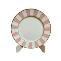 Prato Raso Pink Strip Filete Ouro 