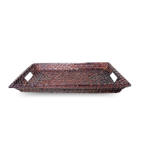 Bandeja Marrom Retangular Rattan 42x28x5