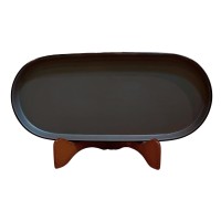 Prato Oval Melamina Cinza 29x13cm 