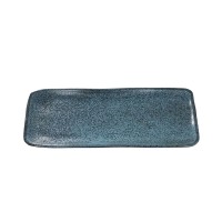 Travessa Retangular Ceramica Azul Pintas