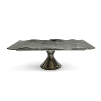 Prato Ceramica Retangular Prata C/Pe