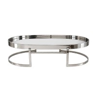 Bandeja Oval Reversa Prata C/Espelho 60x36x16,5