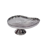 Bandeja Cerâmica Prata Tronco c/Pé M 13x32x24