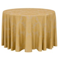 Toalha Redonda Jackard Creme e Ouro 2.80m