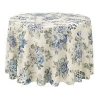 Toalha Redonda Jackard Floral Azul 3.00m