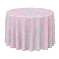 Toalha Redonda Jackard Azul Tifany e Rosa 3.20m