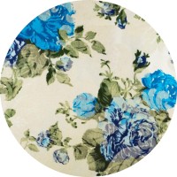 Toalha Redonda Jackard Floral Azul 3.20m