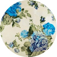 Toalha Redonda Jackard Floral Azul 3.00m