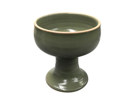 Molheira com Pé Cerâmica Verde Diam.14.5 Alt.15cm 550ml