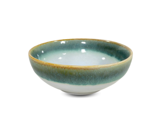 Bowl Cerâmica Branco e Verde  D.16,7 A. 6 cm 750ml